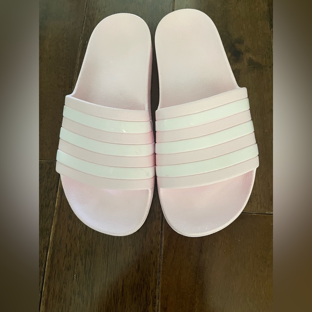 adidas Light Pink and White Women's Slide Sandals